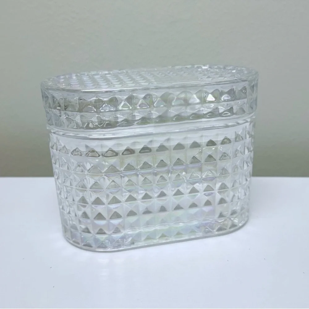 NEW Target Bullseye Playground Clear Glass Trinket Box with Lid